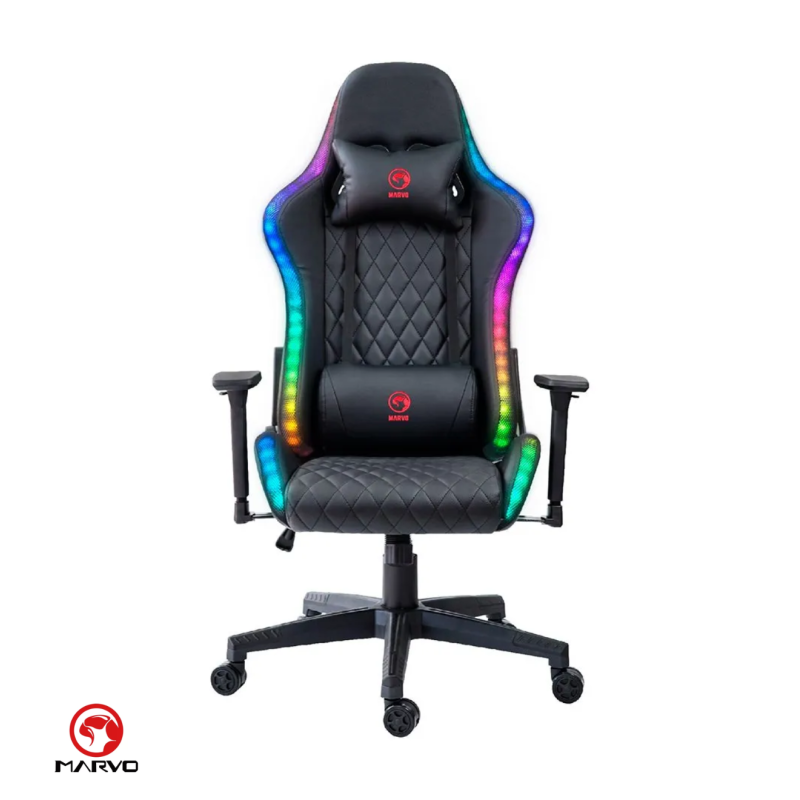 SILLA GAMER MARVO CH-35 NEGRO CON ROJO RGB