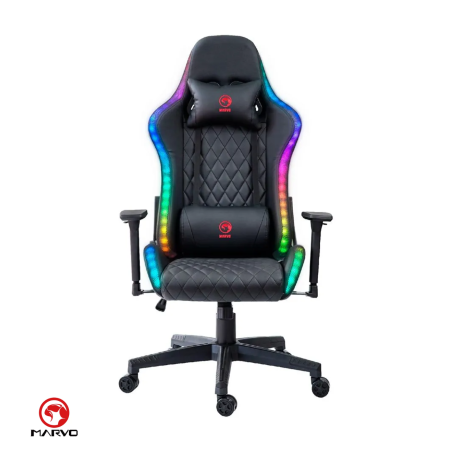 SILLA GAMER MARVO CH-35 NEGRO CON ROJO RGB