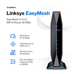 Router Linksys Wifi 6 Mesh 7350 Dual Band 2.4 + 5 Ghz Ax1800